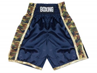 Personalized Navy Boxing Shorts , Boxing Trunks : KNBSH-034-Navy